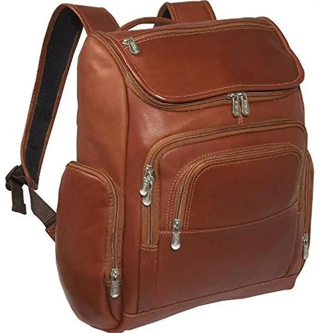 Alt view image 4 of 5 - Piel Leather Multi-Pocket Laptop Backpack, Saddle, One Size