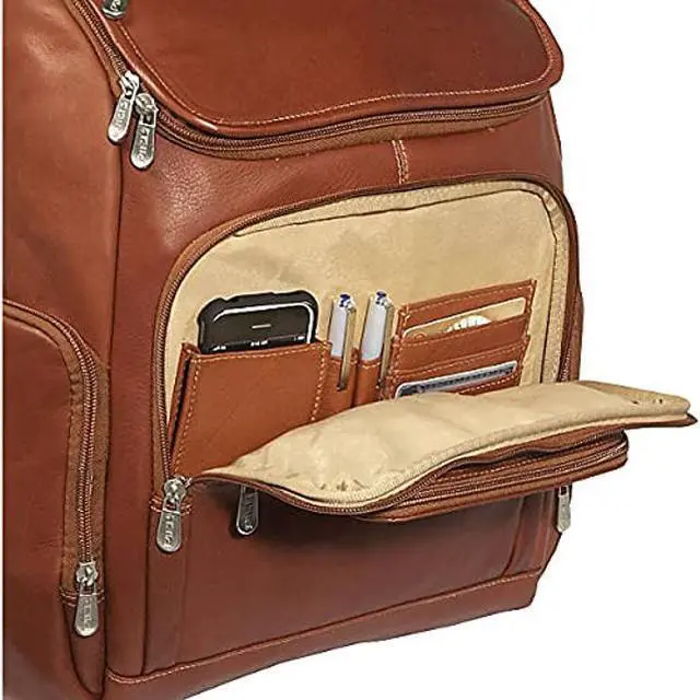 Alt view image 5 of 5 - Piel Leather Multi-Pocket Laptop Backpack, Saddle, One Size