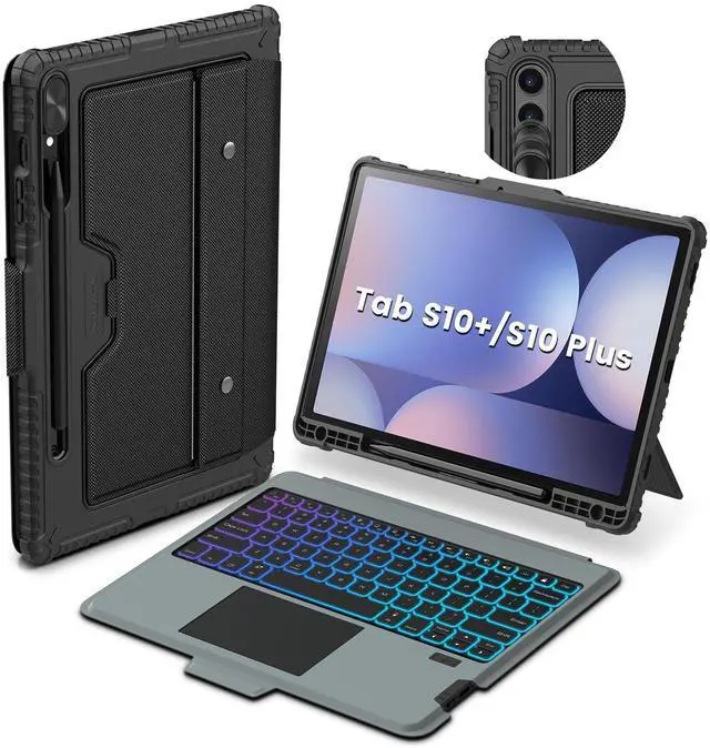 Main image of Nillkin for Samsung Galaxy Tab S10 Plus Detachable Keyboard Case with 7 Backlit, Kickstand, Trackpad, S Pen Holder, Tab S10+ 5G Tablet Case 12.4''