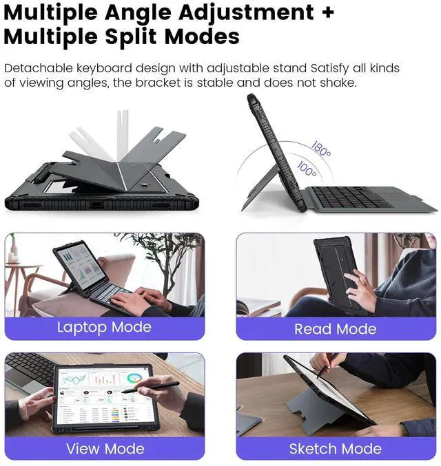 Alt view image 4 of 5 - Nillkin for Samsung Galaxy Tab S10 Plus Detachable Keyboard Case with 7 Backlit, Kickstand, Trackpad, S Pen Holder, Tab S10+ 5G Tablet Case 12.4''