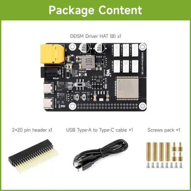 Alt view image 2 of 5 - Waveshare Direct Drive Servo Motor Driver Board (B), Integrates ESP32 and Control Circuit, 2.4G WiFi Support, Suitable for DDSM400 Hub Motor, ESP Now Support
