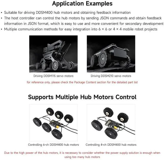 Alt view image 5 of 5 - Waveshare Direct Drive Servo Motor Driver Board (B), Integrates ESP32 and Control Circuit, 2.4G WiFi Support, Suitable for DDSM400 Hub Motor, ESP Now Support