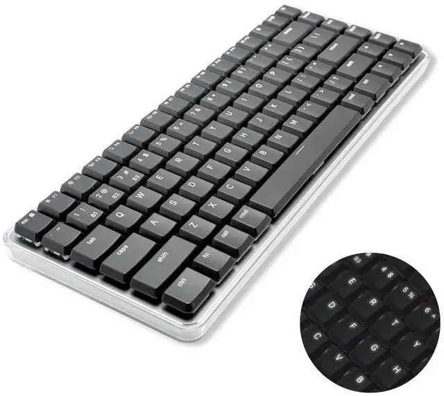 Main image of Macally 75% Mac Mechanical Keyboard Wireless - Multi Device, Backlit, Tactile Blue Switches, Rechargeable - Mac Bluetooth Keyboard - Compact Wireless Keyboard for Mac Professionals - Black/Gray