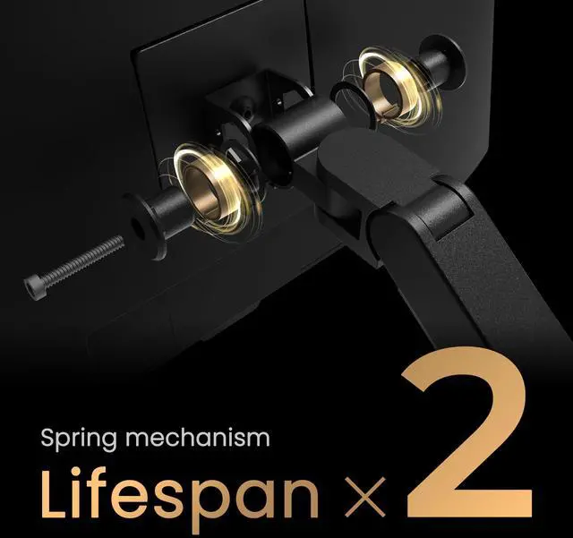 Alt view image 3 of 5 - BenQ BSH01 Ergo Monitor Arm -Gas Spring Monitor Stand for Up to 45'' & 44lbs Screens, Heavy Duty, Quick Installation, No Sagging, Top Clamp and Grommet Base, Reinforcement Plate, VESA 75x75 &100x100mm