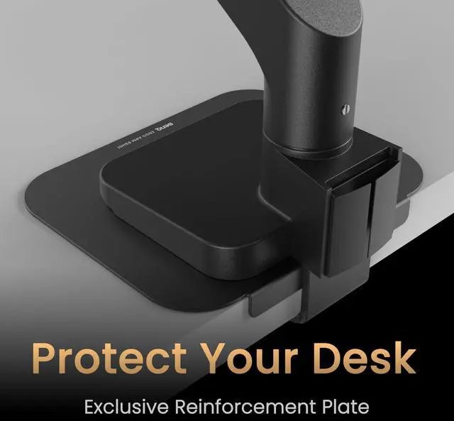 Alt view image 5 of 5 - BenQ BSH01 Ergo Monitor Arm -Gas Spring Monitor Stand for Up to 45'' & 44lbs Screens, Heavy Duty, Quick Installation, No Sagging, Top Clamp and Grommet Base, Reinforcement Plate, VESA 75x75 &100x100mm