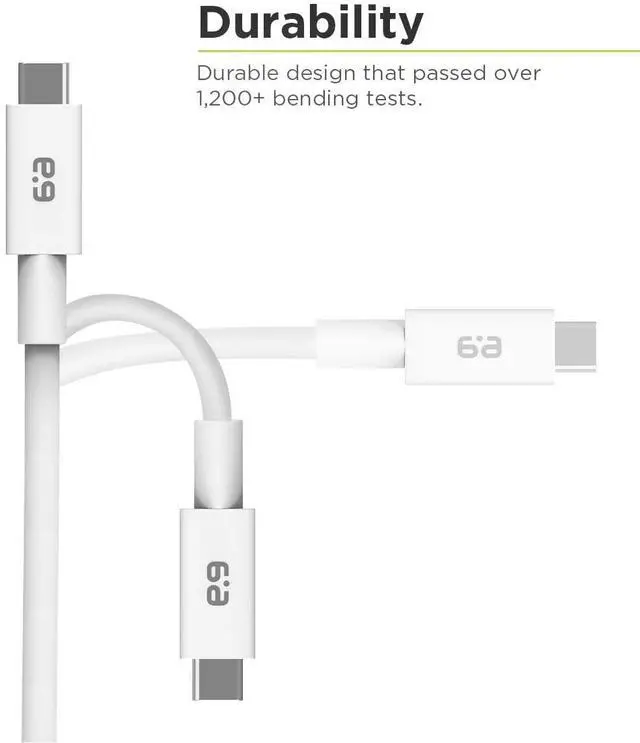 Alt view image 2 of 5 - PureGear USB-C to C USB4 Cable (3ft) with Power Delivery for iPhone 15, 15 Plus, 15 Pro, 15 Pro Max, Galaxy, Pixel Phones, Type C Laptops, & More USB-C Devices - Lifetime Replacement Coverage (White)