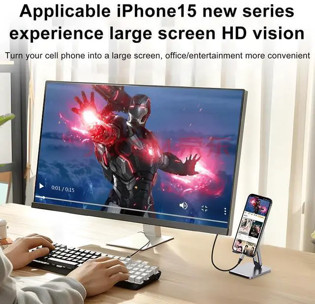 Alt view image 3 of 5 - USB C to DisplayPort 2.1 Cable 16K@30Hz 8K@120Hz 40Gbps Thunderbolt 4/3 to DisplayPort Cord Alu Braided Compatible iPhone 16/15 Pro Max, Galaxy S24, MacBook Pro/Air, iPad, Mac mini, XPS, 10FT