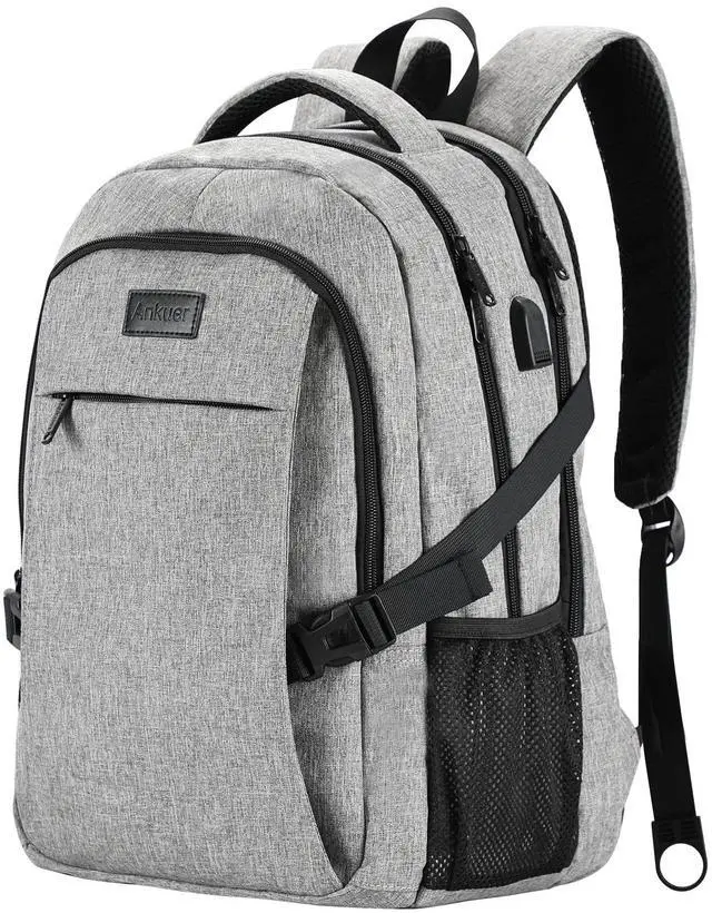 Main image of ANKUER Backpacks for Men Women, Backpack Fits Up 15.6 in Laptop Backpack for Travel, Backpacks with USB Charging Port, Work Business Backpack for Women (Grey)