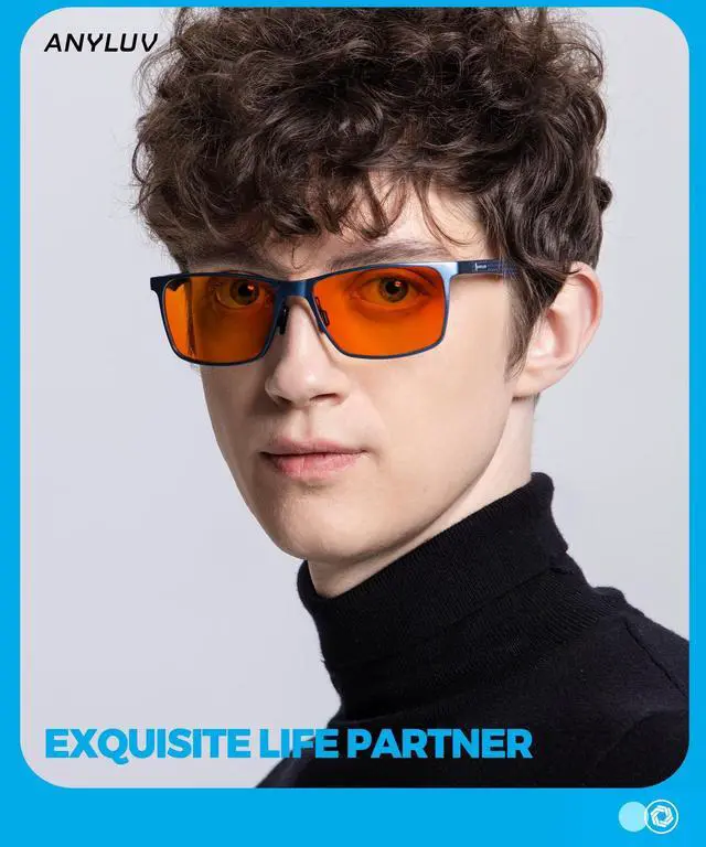 Alt view image 2 of 5 - ANYLUV Blue Light Glasses Men/Women, Al-Mg Metal Computer Blue Light Blocking Glasses, Relieve Eyestrain and Eye Protection