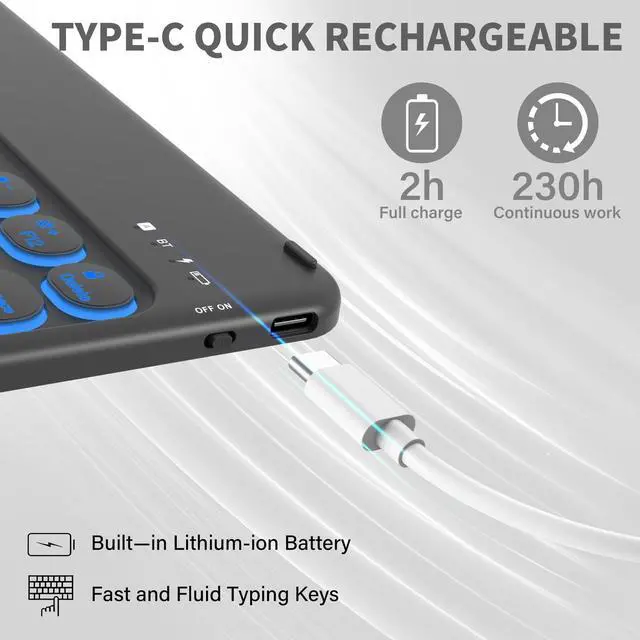 Alt view image 5 of 5 - Aoub Keyboard Case for iPad Air 11-Inch M2 2024, iPad Air 5th/4th Gen 2022/2020, 7 Color Backlit, Folio Detachable Wireless Bluetooth Keyboard Cover Soft TPU Back Case with Pencil Holder, Black