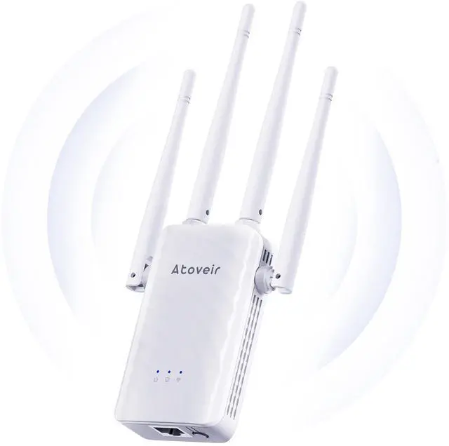 Main image of Atoveir WiFi Extender with Ethernet Port, Powerful WiFi Repeater for Home, 2.4Ghz Internet Booster, Compatible with All Routers, Smart 1-Tap Setup, White
