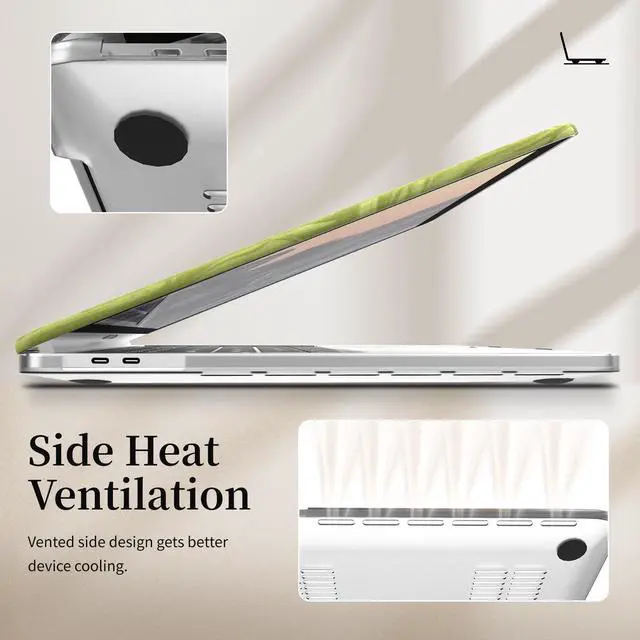 Alt view image 5 of 5 - BaayCerrie Velvet Green Ripple Design for MacBook Pro 13 inch Case A2338 A2289 A2251 A2159 A1989 A1708 A1706 (2024-2016)