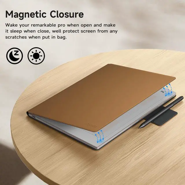 Alt view image 5 of 5 - Ayotu Case for Remarkable Paper Pro, Premium PU Leather Book Folio with Pen-Buckle, Smart Magnetic Cover for Remarkable Paper Pro 11.8" Color Tablet Only, Bundle with Premium Membership (Brown)