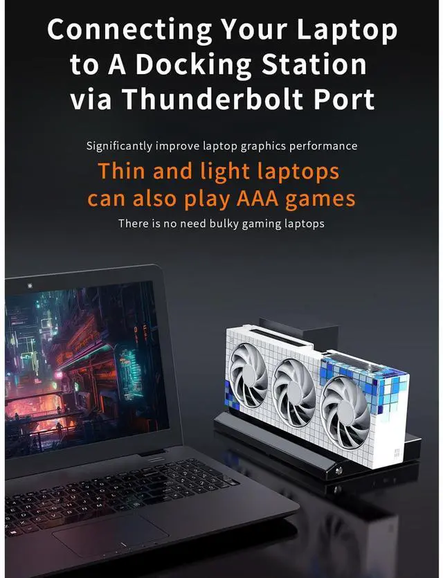 Alt view image 3 of 5 - GPU Enclosure for Thunderbolt 3, USB4.0 40Gbps External GPU Dock Station, M.2 Nvme SSD 1000Mbps RJ45 Laptop External GPU Dock Station for OS X 10.13.4 and Later