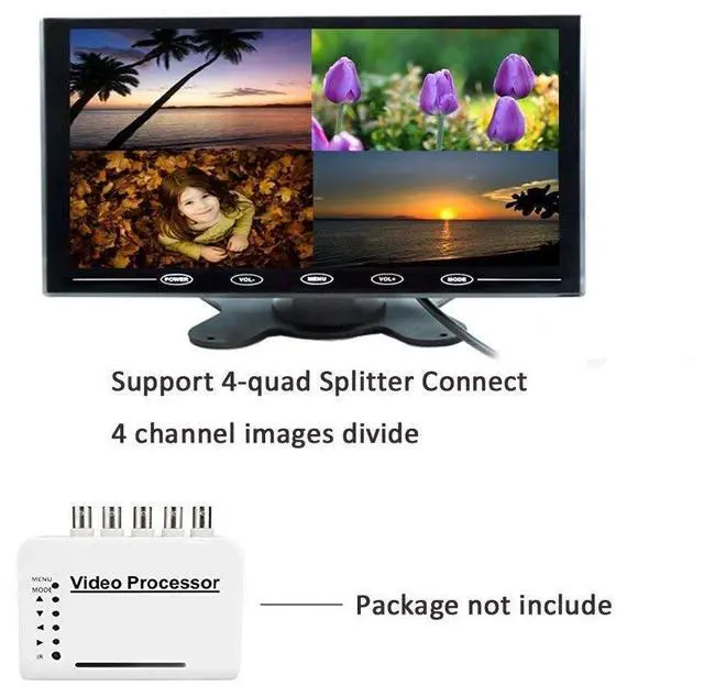 Alt view image 3 of 5 - CAMECHO 9 Inch LCD Monitor HD Color Screen, 2 Video Input/HDMI/VGA, Support Car Backup, Mini PC Display, CCTV, Home Security, with Remote Control