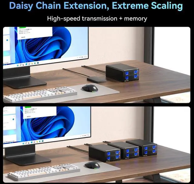 Alt view image 5 of 5 - CENMATE Aluminum Dual Bay Hard Drive Enclosure with Cooling Fan for 2.5"/3.5" SATA HDD/SSD with USB A/C 3.0, Support Hot Swappable, Daisy Chain Expansion, Tool-Free HDD Enclosure, DAS(NO RAID/NAS)