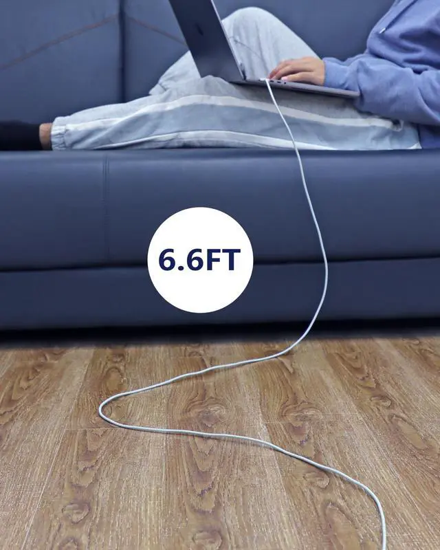 Alt view image 5 of 5 - DERLULU USB-C to Magnetic 3 Fast Charge Cable (2 m/6.6 ft), USB C Cable Compatible with MacBook Air (15/13-inch M3 2024, 15-inch M2 2023, 13-inch M2 2022), MacBook Pro (16/14-inch 2023/2021), Silver