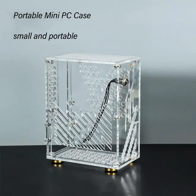 Alt view image 4 of 5 - Denash Transparent Mini ITX Case, Clear Side Panel, 4.3L Capacity, 360 Degree Cooling, Acrylic Small Form Factor Mini ITX Case for Mini ITX Motherboard (Transparent)
