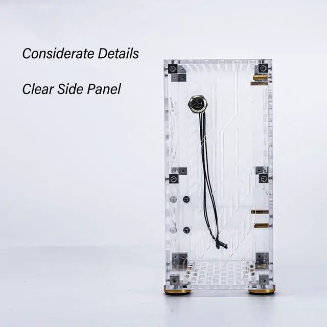 Alt view image 5 of 5 - Denash Transparent Mini ITX Case, Clear Side Panel, 4.3L Capacity, 360 Degree Cooling, Acrylic Small Form Factor Mini ITX Case for Mini ITX Motherboard (Transparent)