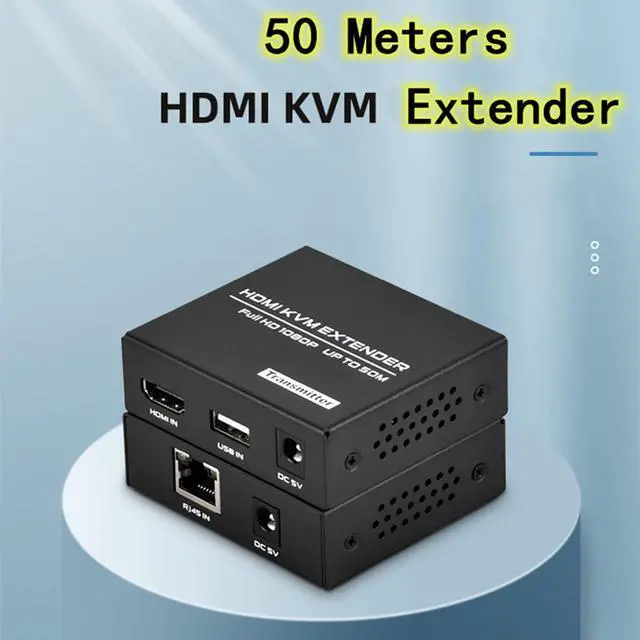 Alt view image 4 of 5 - HDMI KVM USB Extender, 1080P@60Hz HDMI Extender Over Cat5e/6 Transmit Video 50m(165ft) for Mouse and Keyboard Control Remote Signals, with Loop Out Function