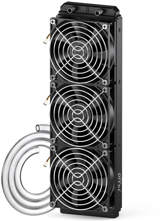 Main image of DIYhz Water Cooling Computer Radiator, 12 Pipe Aluminum Heat Exchanger Liquid Cooling Radiator Fans - 360mm Radiator for CPU PC Laser Water Cool System DC12V Black