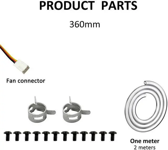 Alt view image 3 of 5 - DIYhz Water Cooling Computer Radiator, 12 Pipe Aluminum Heat Exchanger Liquid Cooling Radiator Fans - 360mm Radiator for CPU PC Laser Water Cool System DC12V Black