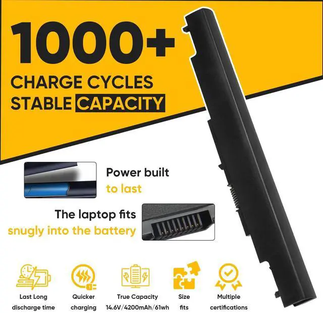 Alt view image 4 of 5 - RUEMIU 61Wh HS03 HS04 Laptop Battery Replacement for HP Spare 807956-001 807957-001 807612-421 807611-421 807611-131 15-AY039WM 15-AY041WM 15-AY009DX 15-AY052NR TPN-I119 TPN-I120 TPN-I124 TPN-C125