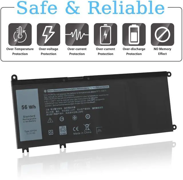 Alt view image 5 of 5 - VNYUNQWE 56WH 33YDH Battery Dell for Dell Inspiron 17 7000 7786 7779 7773 7778 G3 3579 3779 G5 5587 G7 7588 15 7577 Latitude 13 3380 14 3490 15 3590 3580 99NF2 PVHT1 P72F P30E 81PF3 081PF3 P30E001