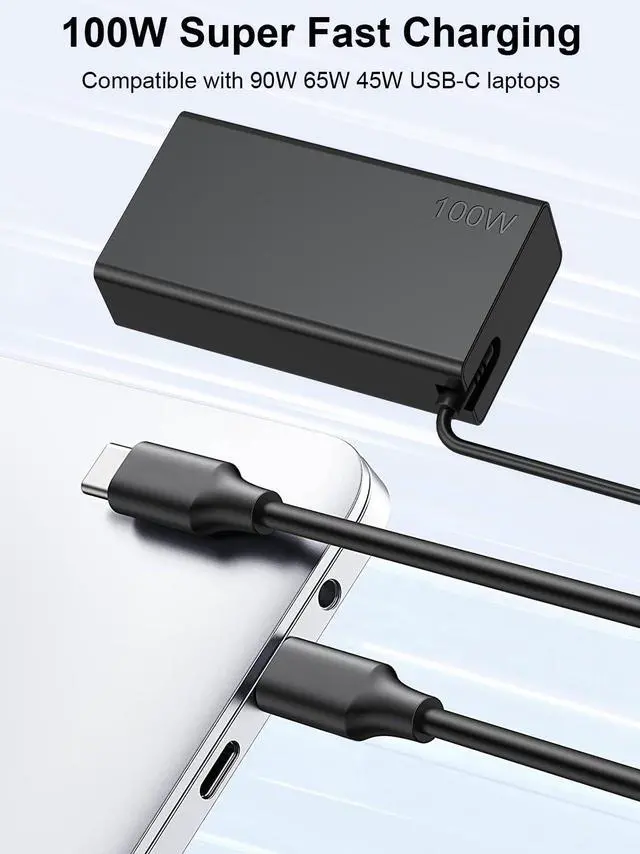 Alt view image 2 of 5 - 100W USB C Charger Compatible with Lenovo ThinkBook 15 16,Yoga 9 9i 7 7i,Yoga Slim 7 Pro,ldeapad 5 Pro16,ADL100YLC3A,ADL100YDC3A,SA11D52396,GX21J75543,ThinkBook,Yoga,IdeaPad Type C Laptop Power Supply