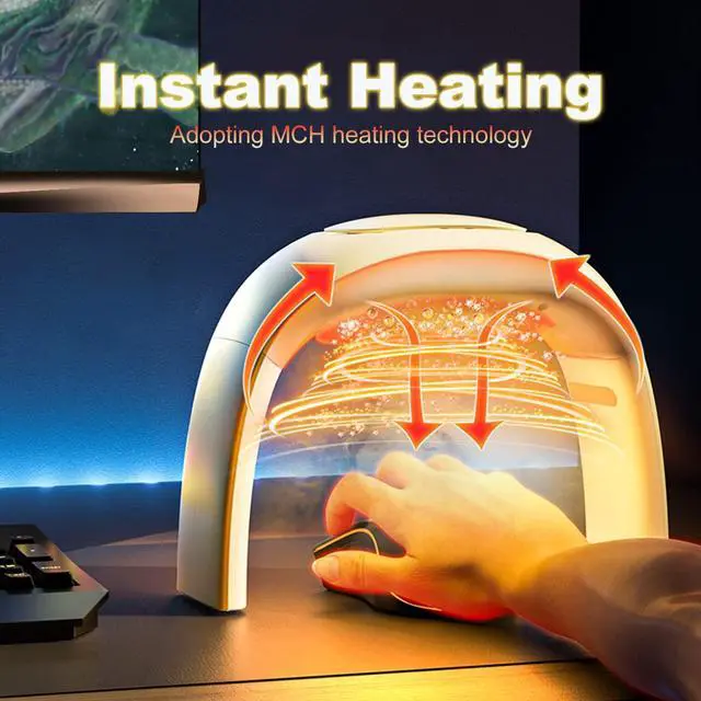 Alt view image 3 of 5 - Heated Mouse Pad Hand Warmer,Adjustable Temperature Small Space Heater for Office,Foldable Desk Heater for Office Quiet Small,Portable Electric Space Heaters for Indoor Use,110V 100W (White)