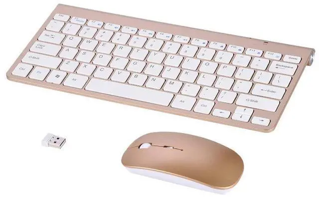 Main image of Keyboard Mouse Combo, 2.4GHz Slim Keyboard and Mouse Kit for Desktop, Computer, PC(Gold)