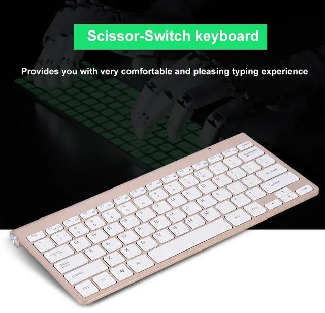 Alt view image 5 of 5 - Keyboard Mouse Combo, 2.4GHz Slim Keyboard and Mouse Kit for Desktop, Computer, PC(Gold)