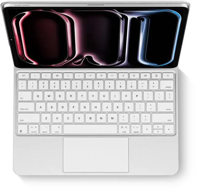 Main image of edaiser Wireless Magic Keyboard Case for Apple iPad Pro 13-inch (M4) 2024: Smart Multi-Touch Trackpad, RGB Backlit, Off White