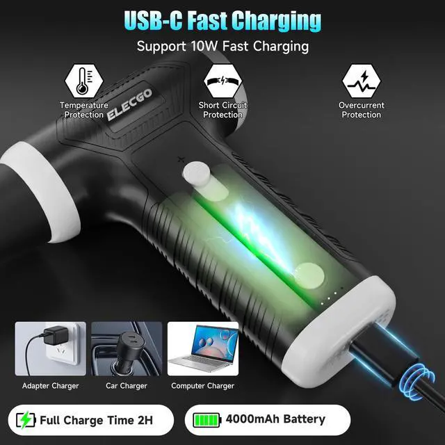 Alt view image 4 of 5 - ELECGO 2 in 1 Compressed Air Duster, 150000 RPM Electric Air Duster, Electric Vacuum Cleaner with Brushless Motor, Stepless Speed Adjustable, Highspeed Jet Air Blower for Home, Car, Keyboard, Computer