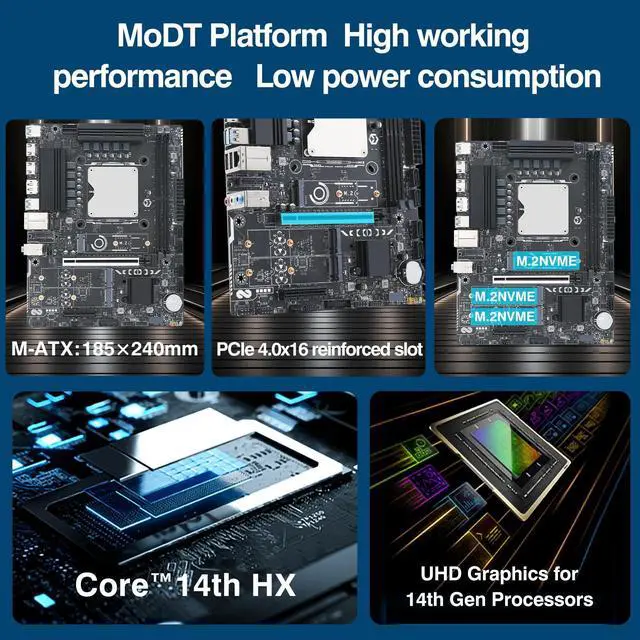 Alt view image 2 of 5 - ERYING ATX CPU Motherboard Combo - Intel Core i7-14650HX with DDR4 RAM, PCIe 4.0- High-Performance Motherboard with Integrated CPU for Gamer and Enthusiasts