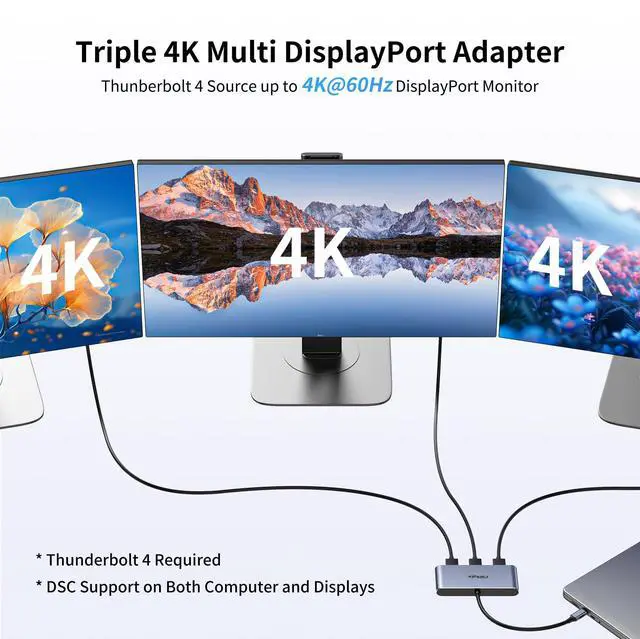 Alt view image 3 of 5 - fairikabe USB C Hub with 3X DisplayPort 1.4 Triple Monitor 4K@60Hz, USBC to DisplayPort Splitter MST Hub for Windows Only, Compatible with Thunderbolt 4, USB4