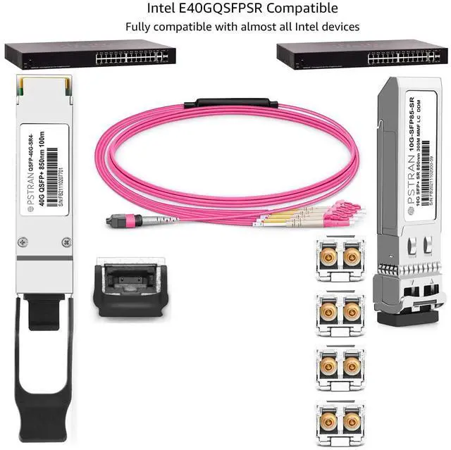 Alt view image 5 of 5 - OPSTRAN 40GBASE-SR4 QSFP+ Optical Transceiver Module Compatible with Intel E40GQSFPSR 40G QSFP+ SR4 850nm 100m DDM MTP/MPO-12 MMF