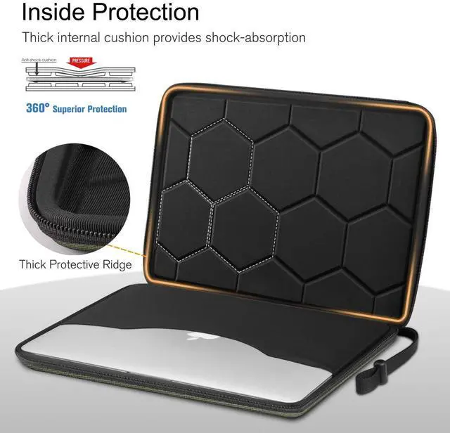 Alt view image 4 of 5 - FINPAC 13-inch Hard Laptop Sleeve Case + Charger Case Small Electronic Organizer Bag Light Green