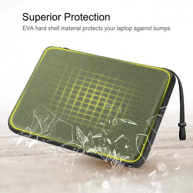 Alt view image 3 of 5 - FINPAC 13-inch Hard Laptop Sleeve Case + Charger Case Small Electronic Organizer Bag Light Green