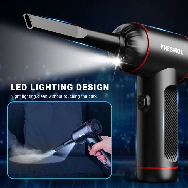 Alt view image 4 of 5 - Compressed Air Duster,3 Gear Adjustable 100000RPM Electric Air Duster, Rechargeable Cordless Air Blower with LED Light for Computer Keyboard Electric Devices Cleaning. Replaces Compressed Air Cans