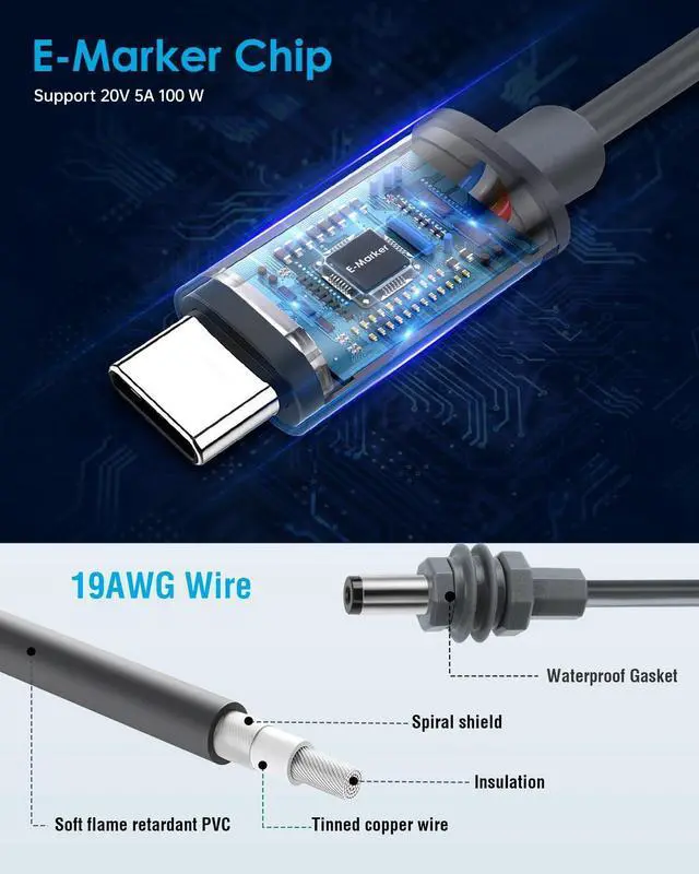 Alt view image 4 of 5 - Freechangku for Starlink Mini Cable Power Cable USB C to DC,10M 33FT USB-C to Barrel Plug Cord 100w Starlink Mini Satellite Type-C Accessories Adapter Kit Waterproof Supply Charging Pd Cable