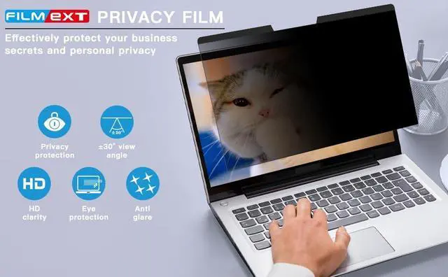 Alt view image 4 of 5 - FILMEXT Laptop Privacy Screen 13.3 inch Compatible with HP Elitebook Dell Xps Lenovo Thinkpad, Removable 16:9 Laptop Privacy Filter, Anti-Glare, Blue Light Blocking