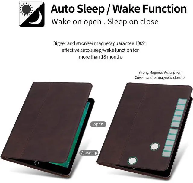 Alt view image 3 of 5 - Gexmil Case for iPad Mini 7.9 Inch,5th/4th Generation(2019/2015) Genuine Leather Cover with Pencil Holder,Cowhide Folio Cover Auto Sleep/Wake,Anti-Fingerprint,Sand Dark Brown