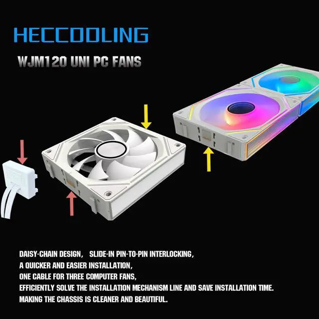Alt view image 2 of 5 - UNI Fan 120mm pc Case Fan WJM120 White ARGB pc Fans,Infinity Mirror Module 120mm ARGB PWM Case Fans, 3 Pack 120mm Fans Suitable for Computer Case and CPU Cooling