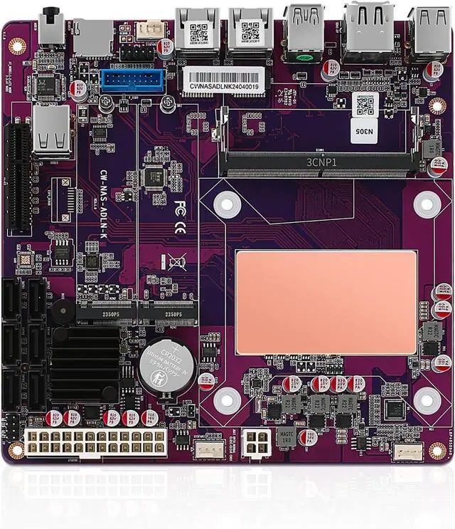 Main image of N100 Industrial Motherboard NAS 4 Cores 4 Threads Low Power Processor 2x2.5G i226 Network M.2 Slot 6xSATA 2* M.2 NVMe 2280, 1* PCIe 3.0x4, 1* TF Slot, Dual 4K Display, 6* USB