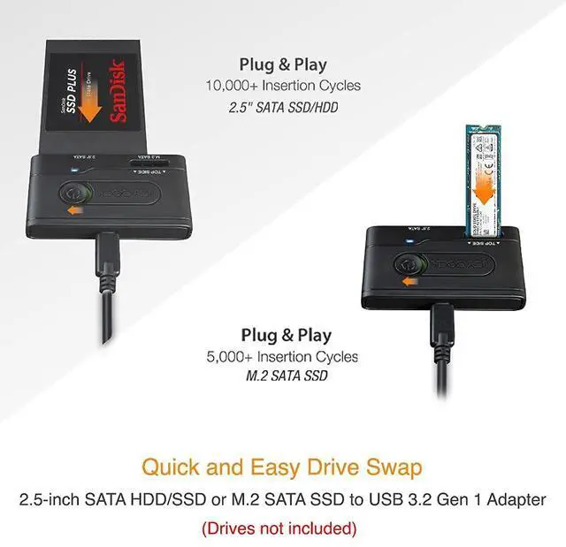 Alt view image 4 of 5 - ICY DOCK 2.5" & M.2 SATA III HDD SSD to USB 3.2 Gen 1 (5Gbps) Hard Drive Docking Station Reader Adapter | EZ-Adapter MB031U-1SMB
