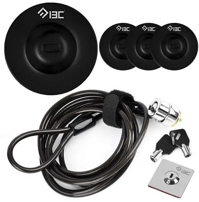 Main image of I3C Laptop Cable Lock Hardware Security Cable Lock Anti Theft with 2 Keys and Anchor Plate Adhesive Security Plates 4 Pcs