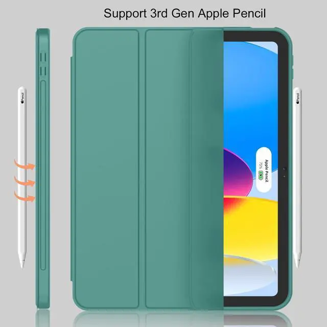 Alt view image 2 of 5 - iMieet New iPad 10th Generation Case 2022 10.9 Inch with Pencil Holder, Trifold Stand Smart Case with Soft TPU Back,Auto Wake/Sleep(Forest Green)