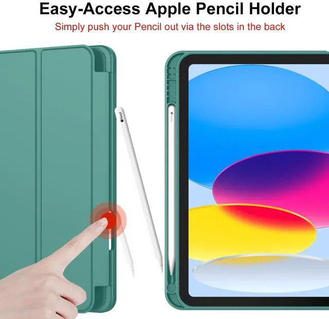 Alt view image 3 of 5 - iMieet New iPad 10th Generation Case 2022 10.9 Inch with Pencil Holder, Trifold Stand Smart Case with Soft TPU Back,Auto Wake/Sleep(Forest Green)