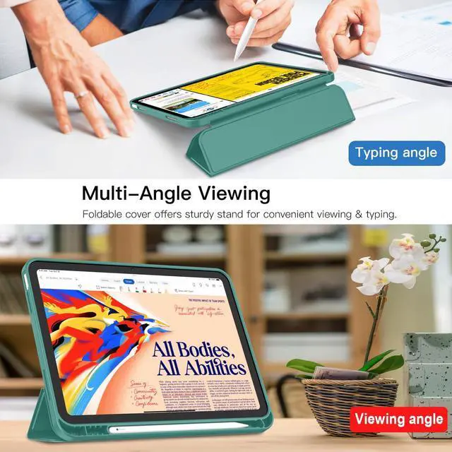 Alt view image 5 of 5 - iMieet New iPad 10th Generation Case 2022 10.9 Inch with Pencil Holder, Trifold Stand Smart Case with Soft TPU Back,Auto Wake/Sleep(Forest Green)